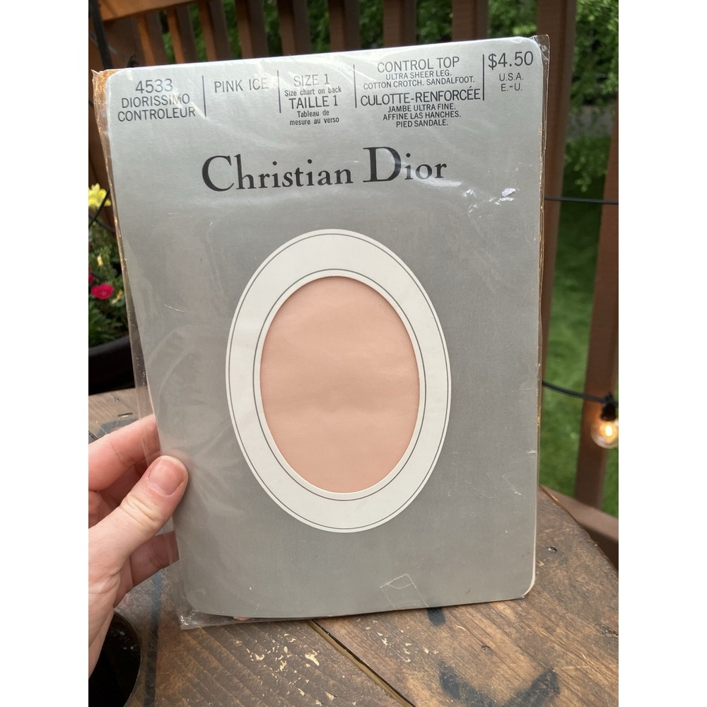 Vintage Christian Dior Diorissimo Pantyhose Pink Ice Size 1 NOS Control Top USA